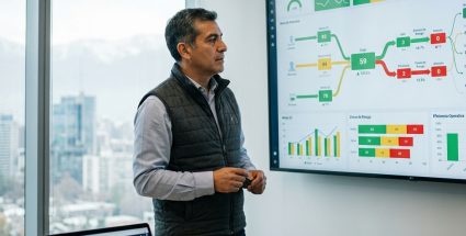 Consultor senior analizando dashboard de control operativo